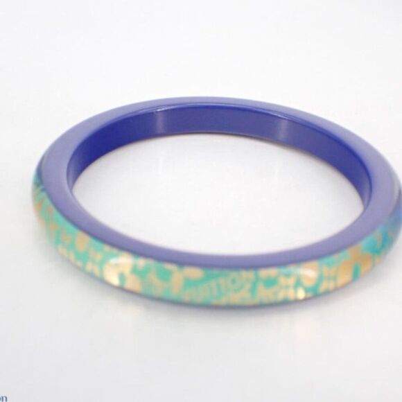 RARE Louis Vuitton Le Tropical Inclusion Bangle Blue Monogram Full Inclusion - Picture 4 of 5